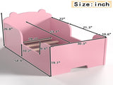 Toddler Floor Bed Frame, Cot Bed for Boys and Girls Ages 3-6, Bear Shape Toddler Bed, Pink W1580P373260