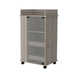 Lusk Bar Cart with 2-Bottle Holder Shelf, Glass Door and Casters B128P176153