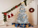 7 FT Snow Flocked Pre-lit Artificial Pop Up Christmas Tree with 170 Warm Lights and Golden Ornaments 87015416