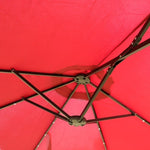 ZUN 15x9ft Large Double-Sided Rectangular Outdoor Twin Patio Market Umbrella with light and base- red W419P145382