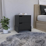 Nightstand with 2-Drawers, End Table with Sturdy Base, Black B097120606