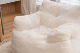 010-Soft Teddy Fabric Tufted Foam Bean Bag Chair With Teddy Fabric Ivory White W52741087