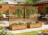 Yellow 2-Pack Wood Trellis Planter Raised Garden Bed for Climbing Vines, Backyard Privacy Screen 19332625