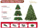 Artificial 7ft Green LED-lit Christmas Tree with 1072PVC Mixed Branch Tips,Hinged Premium & Foldable 24075758