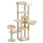 ZUN 59" Cat Tree,Cat Tower for Large Cats,Multi-Level Cat Tower 3 Removable Pompom Sticks,Cat Condo 09127955