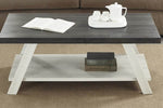 ZUN Athens Contemporary Two-Tone Wood Shelf Coffee Table in Weathered Charcoal and Beige T2574P164647