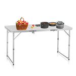 ZUN 4ft Camping Folding Table, Aluminum Portable Picnic Table with Adjustable Height, 3 Fold Lightweight 45779058