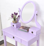 ZUN Makeup Vanity Table and Stool Set, Purple 19486875