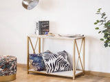 2-Tier Console Table, Gold Sofa Entry Table with White Top and Gold Metal Frame for Home 58656376