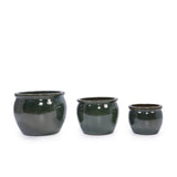 3 Pieces Ceramic Flowerpot, Modern Planter for Patio, Garden or Windowsills - Antique Blue Green W3273P321543