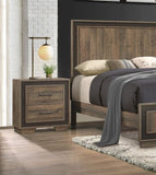 Rustic Style 1pc Nightstand Two-Tone Finish Embossed Faux-Wood Bed Side Table Bedroom Furniture B01149267