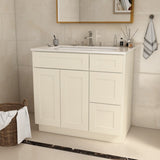 36 in. W x 21 in. D x 34.5 in. H in Antique White Plywood Ready to Assemble Floor Vanity Sink Base T3210P282892