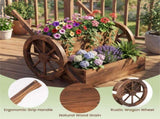 Carbonized Fir Wood 2-Tier Wagon Planter, Drainage Holes Ladder Plant Cart for Balcony Garden 42144106