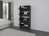 Kobuk 4 Door Shoe Rack, 4 Shelves, Black Wengue B097P480476