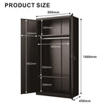 ZUN Metal Armoire Wardrobe Cabinets,70" Black Locker Steel Wardrobe Bedroom Storage Cabinet with Doors W1247P221093