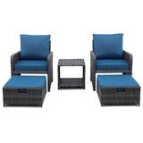 5 Pieces Wicker Patio Furniture Set Outdoor Patio Chairs with Ottomans Conversation Furniture with W813P287323