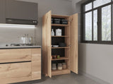 Buxton Rectangle 2-Door Storage Tall Cabinet Light Oak and Black Wengue B06280490