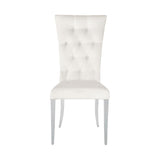 Set of 2 Velvet Upholstered Dining Chairs, White and Chrome B016P225488