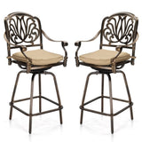 Outdoor Swivel Bar Stools Set of 2, Cast Aluminum Patio Bar Height, All-Weather Bar Dining 52885798