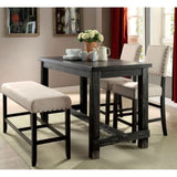 Set of 2 Counter Height Chairs in Antique Black and Beige B016P156353