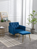 ZUN Velvet Accent Chair with Adjustable Armrests and Backrest, Button Tufted Lounge Chair, Single 93381843