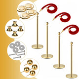 Velvet Ropes and Posts, 5 ft/1.5 m Red Rope, Stainless Steel Gold Stanchion with Ball Top, Red Crowd W3280P325712