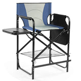 26" Tall Directors Chair with Footrest, 4Portable Bar Height Folding Camping Chair with Built-in Cup 58235426