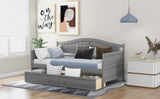 Twin Wooden Daybed with 2 drawers, Sofa Bed for Bedroom Living Room,No Box Spring Needed,Gray WF192860AAE