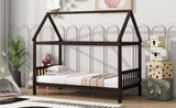 Twin House Bed with Headboard and Footboard, Twin Rubber Wood Bed with House Frame,Esspresso W504P225958