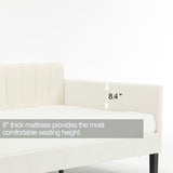 Elena Twin Size Beige Velvet Upholstered Daybed, Ribbed Tufted Backrest, Daybed in Lavish Modern B083P152010