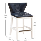 Macon Midnight Blue Faux Leather and White Wood Counter Stool B050P364431