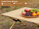 48"24" Foldable Pine Wood Camping Table Portable Roll Up Beach Table with Carry Bag 75650742