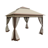 ZUN Outdoor 11x 11Ft Pop Up Gazebo Canopy With Removable Zipper Netting,2-Tier Soft Top Event W41932833