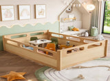 Full Size Floor Platform Bed with Full-length Guardrails, Low Profile Full Bed Frame, No Box Spring W1580P438793