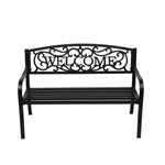 ZUN 50" Outdoor Welcome Backrest Cast Iron Bench 27571420