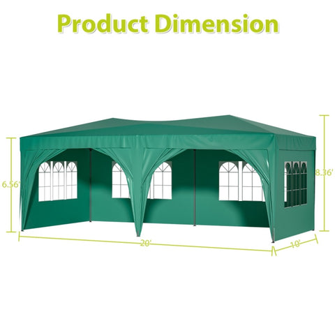 ZUN 10'x20' Pop Up Canopy Outdoor Portable Party Folding Tent with 6 Removable Sidewalls + Carry Bag + 04527935