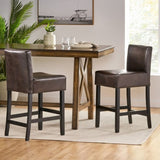 Set of 2 26" Portman Bonded Leather Counter Height Barstool, Brown WF530923BRN