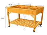 Elevated 8 Pocket Herb Garden Bed, Mobile Raised Customizable Wood Planter for Herbs, Vegetables, 69112544