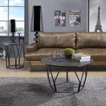 ZUN Espresso and Black Coffee Table with Drum Shape B062P186446