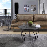 ZUN Espresso and Black Coffee Table with Drum Shape B062P186446