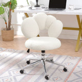 ZUN 360&deg;Swivel Height Adjustable,Swivel Chair,Teddy fabric,home office chair W680P143486