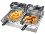 US Standard EH82 Deep Fryer, 110V, 3400W, 22.8QT/21.6L, Silver Stainless Steel, Double Tank, 85952191