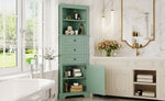 ZUN Green Triangle Tall Cabinet with 3 Drawers and Adjustable Shelves for Bathroom, Kitchen or Living WF306469AAG