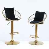 Black velvet bar chair, pure gold plated, unique design,360 degree rotation, adjustable W117065087