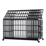 ZUN 52" Heavy Duty Dog Crate Large Dog cage Strong Metal Dog Kennels and Crates for Large Dogs with 4 W206137933