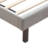 Upholstered Bed Button Tufted with Curve Design - Strong Wood Slat Support - Easy Assembly - Gray W2297140924