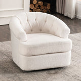 Swivel Chair with Ottoman, Modern Luxury Velvet Swivel Accent Chair, Comfy Round Armchair, Single W2012P272071