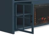 74 inch Fireplace TV Stand Console for TVs up to 85 inches, Minimal Assembly, Blue Denim and Whiskey B108P160234