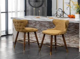 Nevis Mid-century Modern Faux Leather Tufted Nailhead Trim Counter Stool Set of 2, Yellow T2574P165100