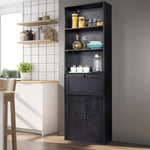 ZUN FCH 3-Layer 1 Drawer 2 Doors Double Z Shape Melamine Board 60*23.5*180cm Display Cabinet Black 55368679